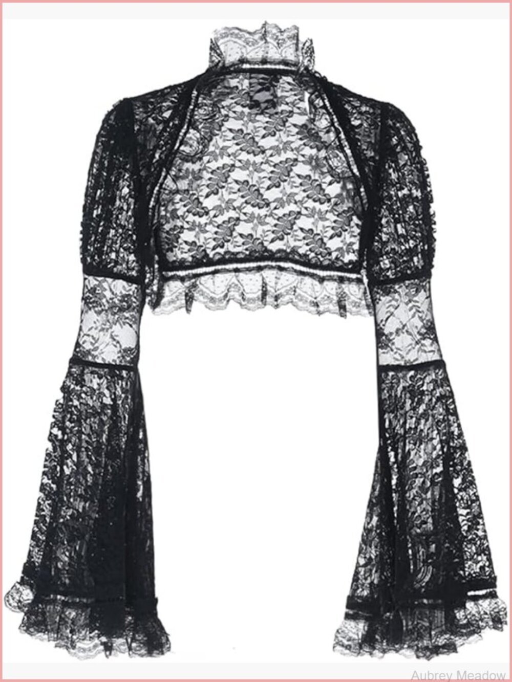 Bell Sleeve Lace Bolero Shrug Crop Top Goth Punk Festival Mesh Y2K